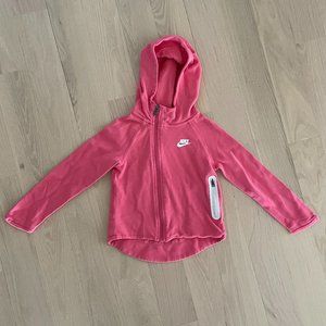 Nike Asymmetrical Full Zip Hoodie Sweatshirt Pink Size Girls 5-6 Yrs